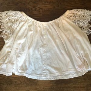 White Lace Off the Shoulder Shirt